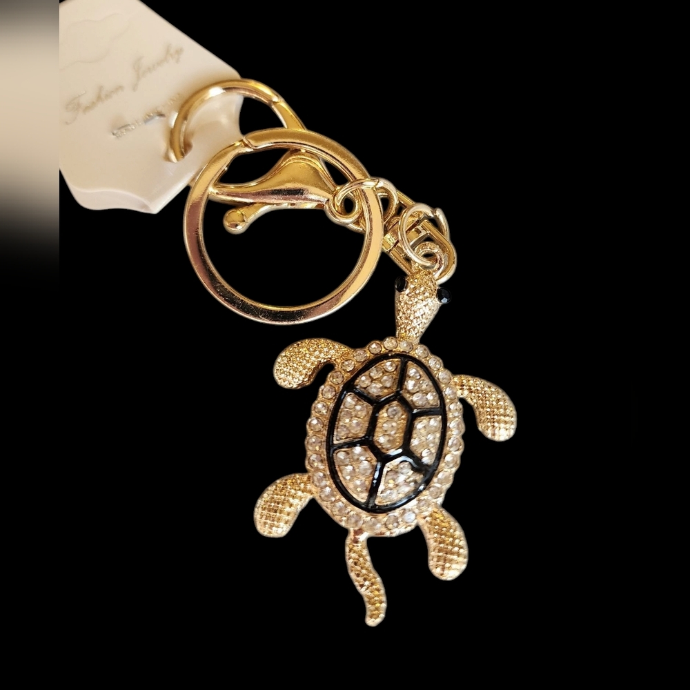 SeaTurtle Keychain Rhinestone Crystal Tortoise Turtle Keychain Bag Charm